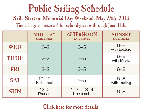 sailing schedule – Gundalow Company